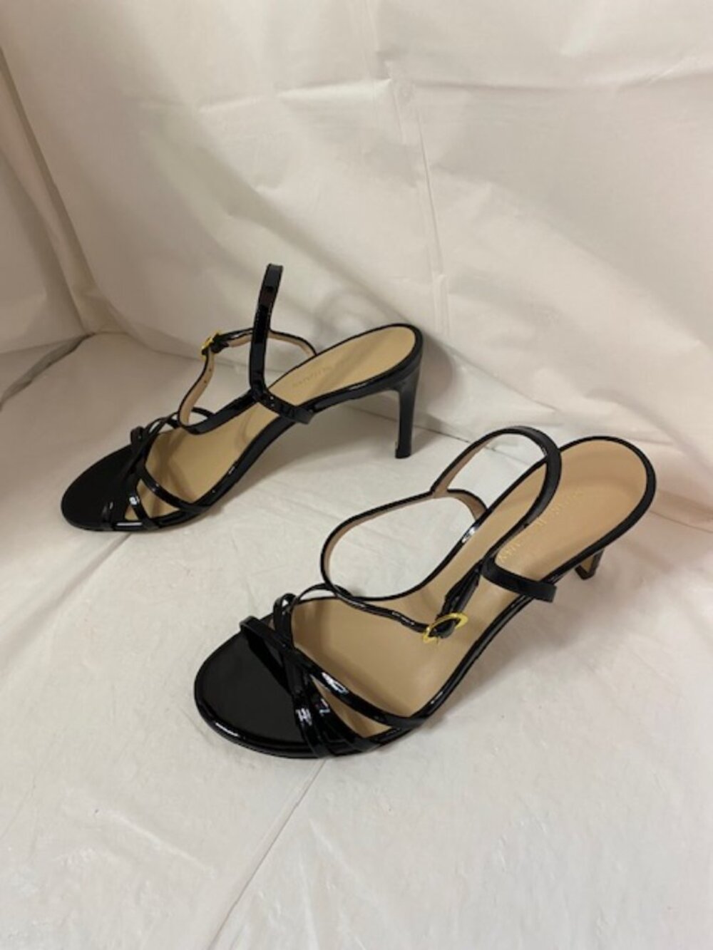 Stuart Weitzman Black Patent Leather Strappy Slingback Heels – Size 7.5B - Picture 5 of 11
